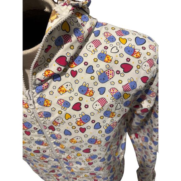 Reversible Kawaii Hoodie XL Zip Up Jacket Bunny Bear Hearts Harajuku Anime - Picture 7 of 10
